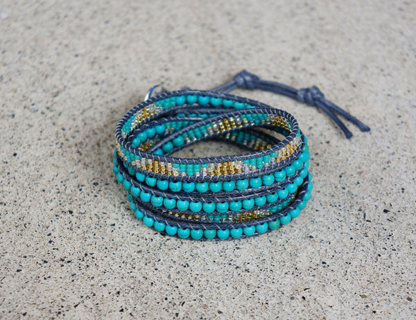 Turquoise Wrap Bracelet with seed bead