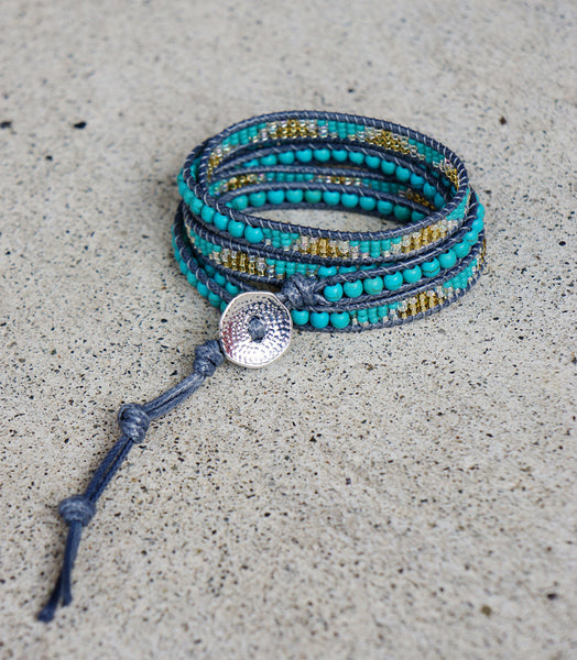 Turquoise Wrap Bracelet with seed bead