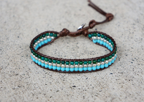 Turquoise Single Bracelet Silver Bead