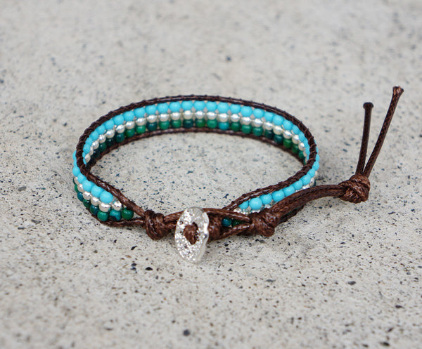 Turquoise Single Bracelet Silver Bead