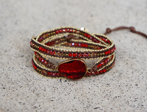 Rosewood Wrap Bracelet Gold chain