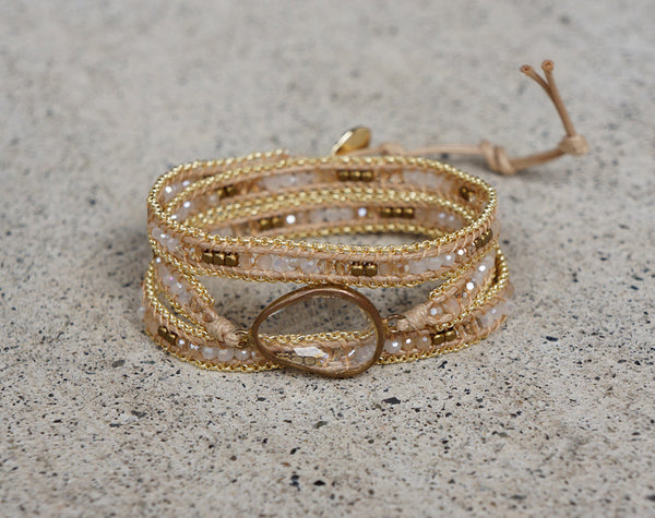 Beige Wrap Bracelet Gold chain