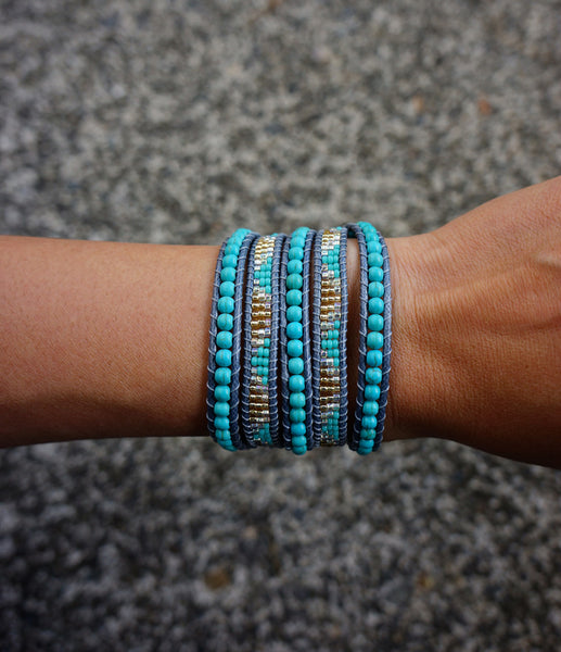 Turquoise Wrap Bracelet with seed bead