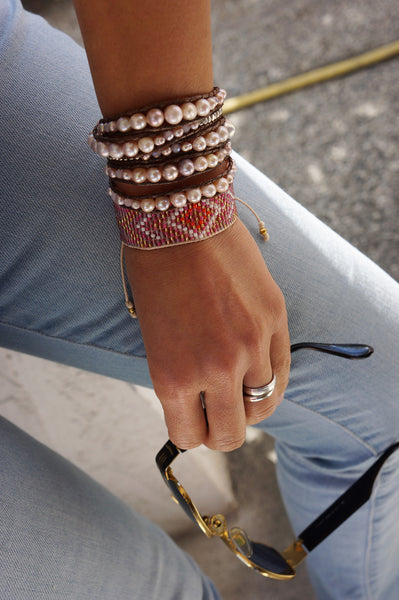 Pink Freshwater Pearl Wrap Bracelet