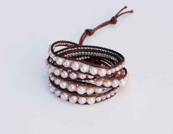 Pink Freshwater Pearl Wrap Bracelet