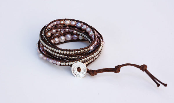 Pink Freshwater Pearl Wrap Bracelet