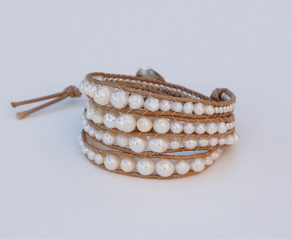 White Freshwater Pearl Wrap Bracelet