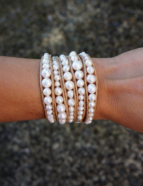 White Freshwater Pearl Wrap Bracelet